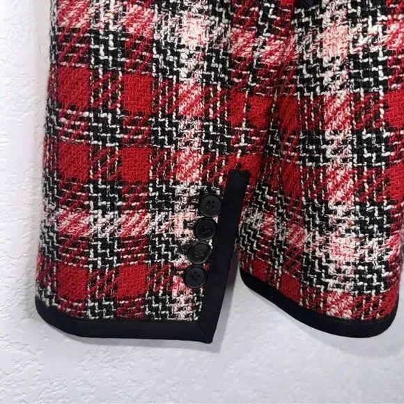 NWT VERONICA BEARD HARRIET CUTAWAY DICKEY BLAZER JACKET PLAID CHECK TWEED RED 8 - Picture 8 of 15